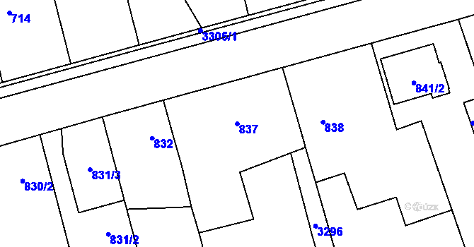 Parcela st. 837 v KÚ Píšť, Katastrální mapa