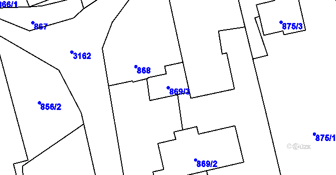 Parcela st. 869/3 v KÚ Píšť, Katastrální mapa