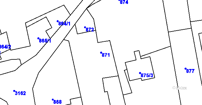 Parcela st. 871 v KÚ Píšť, Katastrální mapa