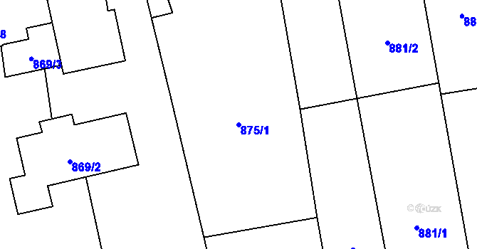 Parcela st. 875/1 v KÚ Píšť, Katastrální mapa