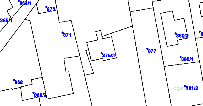 Parcela st. 875/3 v KÚ Píšť, Katastrální mapa