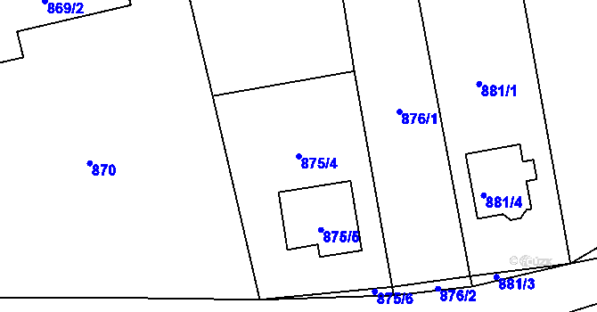 Parcela st. 875/4 v KÚ Píšť, Katastrální mapa