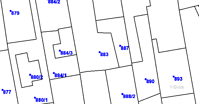 Parcela st. 883 v KÚ Píšť, Katastrální mapa