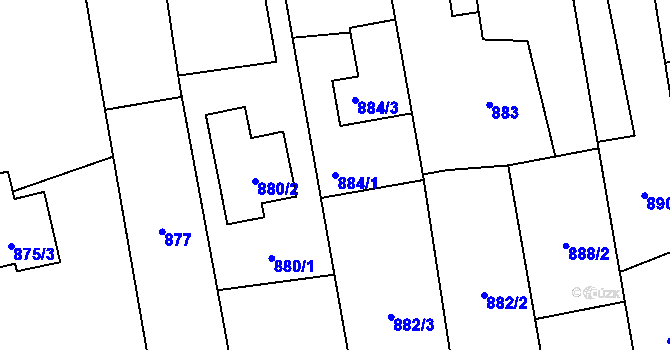 Parcela st. 884/1 v KÚ Píšť, Katastrální mapa