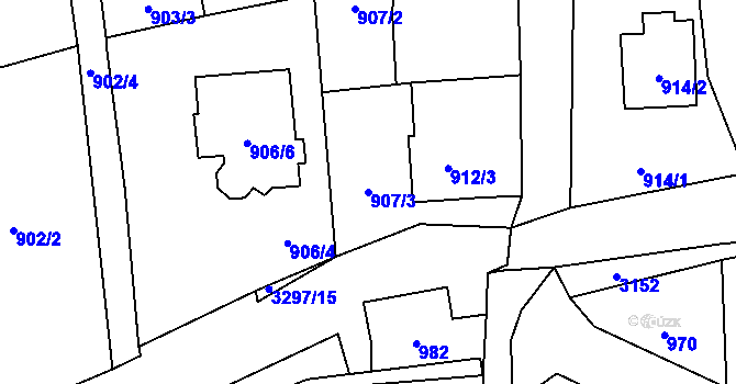 Parcela st. 907/3 v KÚ Píšť, Katastrální mapa
