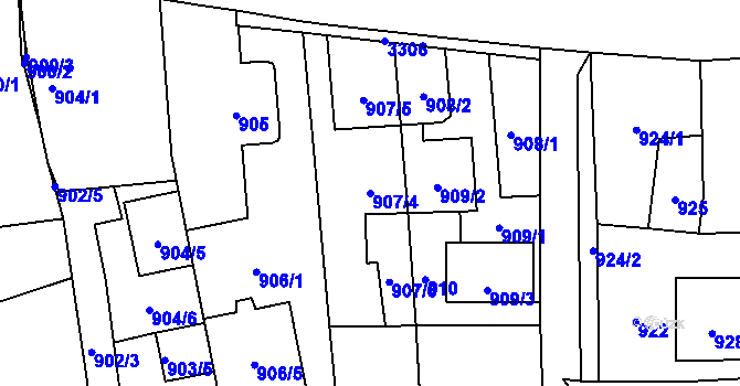 Parcela st. 907/4 v KÚ Píšť, Katastrální mapa