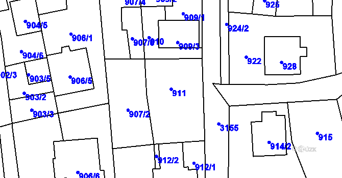 Parcela st. 911 v KÚ Píšť, Katastrální mapa