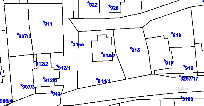 Parcela st. 914/2 v KÚ Píšť, Katastrální mapa