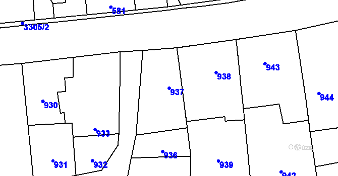 Parcela st. 937 v KÚ Píšť, Katastrální mapa