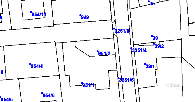 Parcela st. 951/2 v KÚ Píšť, Katastrální mapa