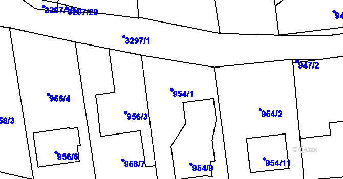 Parcela st. 954/1 v KÚ Píšť, Katastrální mapa