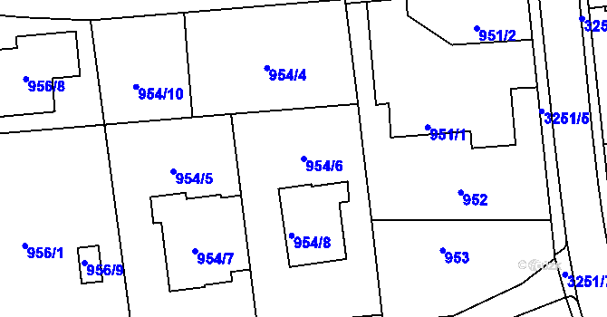 Parcela st. 954/6 v KÚ Píšť, Katastrální mapa