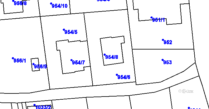 Parcela st. 954/8 v KÚ Píšť, Katastrální mapa