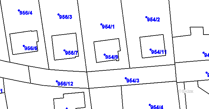 Parcela st. 954/9 v KÚ Píšť, Katastrální mapa
