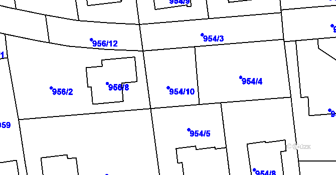 Parcela st. 954/10 v KÚ Píšť, Katastrální mapa