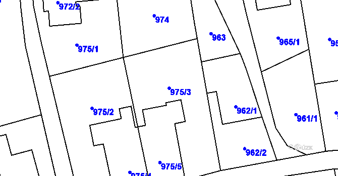 Parcela st. 975/3 v KÚ Píšť, Katastrální mapa