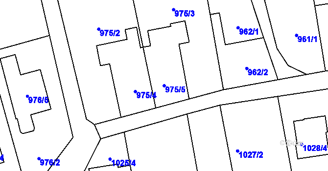 Parcela st. 975/5 v KÚ Píšť, Katastrální mapa