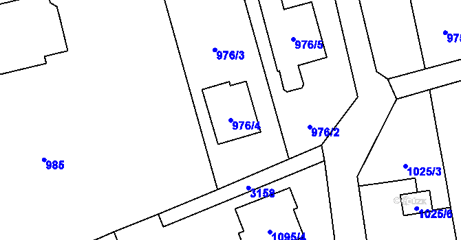 Parcela st. 976/4 v KÚ Píšť, Katastrální mapa