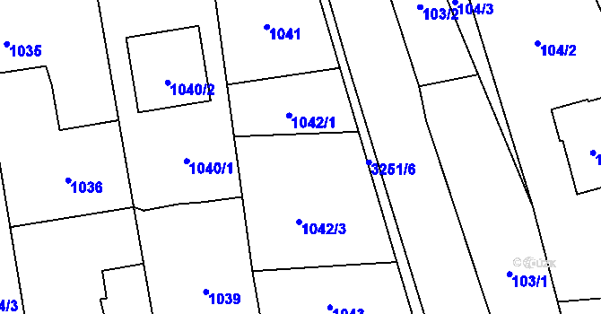 Parcela st. 1042/2 v KÚ Píšť, Katastrální mapa
