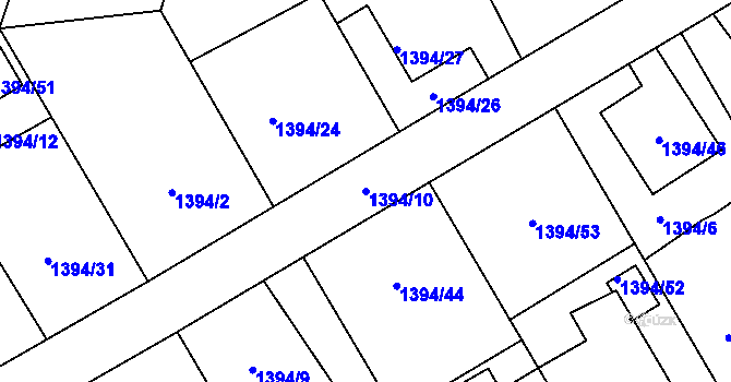 Parcela st. 1394/10 v KÚ Píšť, Katastrální mapa