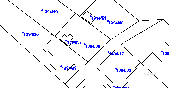 Parcela st. 1394/38 v KÚ Píšť, Katastrální mapa