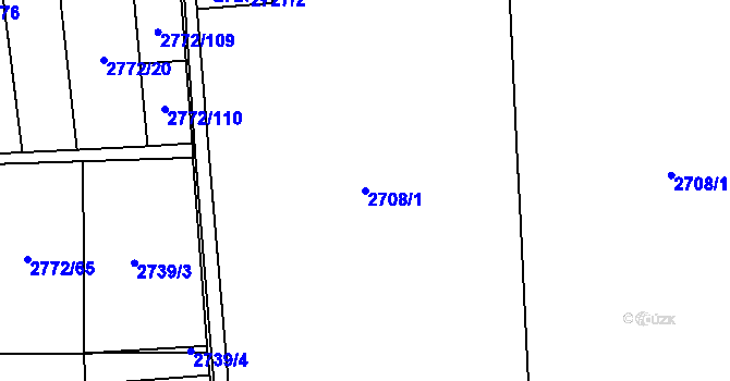 Parcela st. 2708/1 v KÚ Píšť, Katastrální mapa