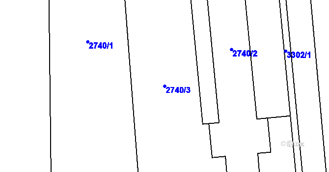 Parcela st. 2740/3 v KÚ Píšť, Katastrální mapa