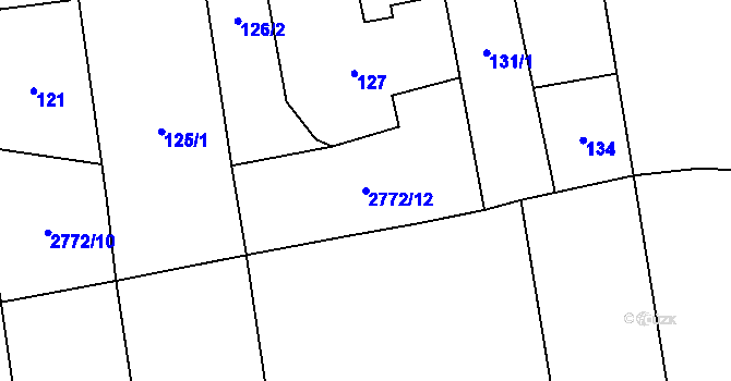 Parcela st. 2772/12 v KÚ Píšť, Katastrální mapa