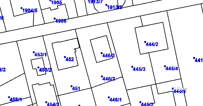 Parcela st. 446/3 v KÚ Píšť, Katastrální mapa
