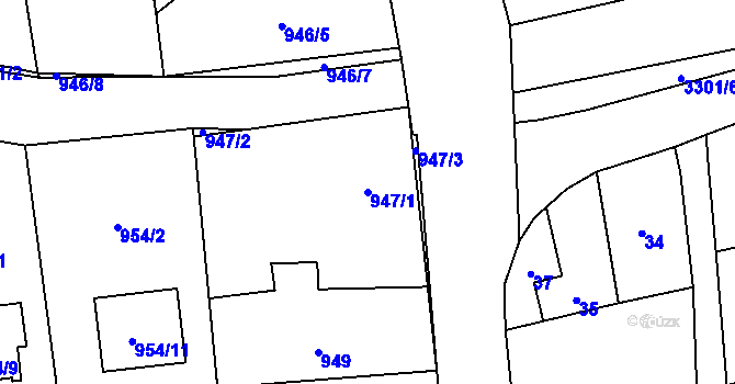 Parcela st. 947/1 v KÚ Píšť, Katastrální mapa