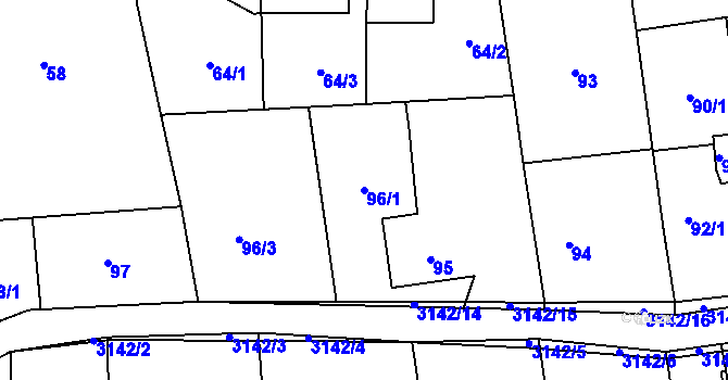 Parcela st. 96/1 v KÚ Píšť, Katastrální mapa