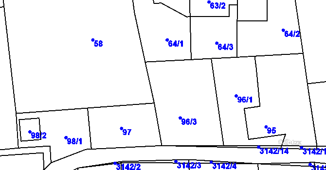 Parcela st. 96/2 v KÚ Píšť, Katastrální mapa