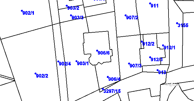 Parcela st. 906/6 v KÚ Píšť, Katastrální mapa