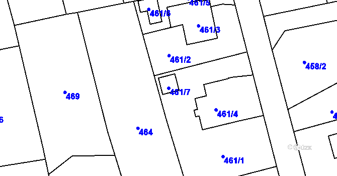 Parcela st. 461/7 v KÚ Píšť, Katastrální mapa