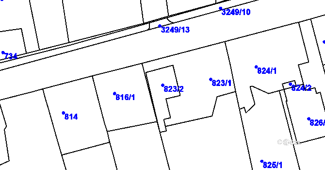Parcela st. 823/2 v KÚ Píšť, Katastrální mapa
