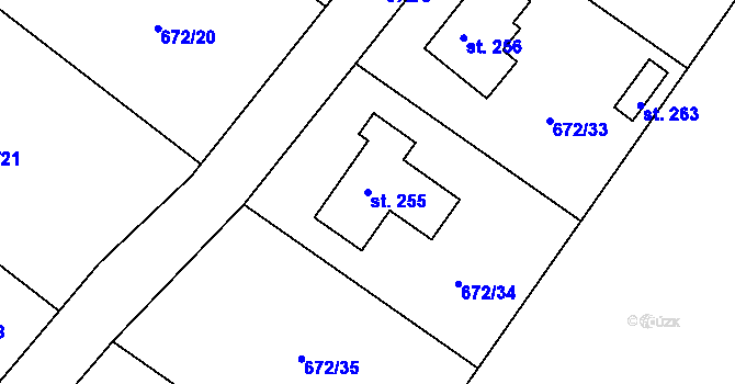 Parcela st. 255 v KÚ Češnovice, Katastrální mapa