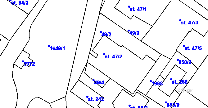 Parcela st. 47/2 v KÚ Češnovice, Katastrální mapa