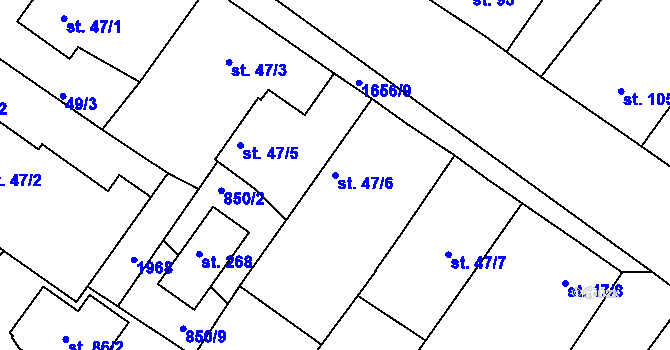 Parcela st. 47/6 v KÚ Češnovice, Katastrální mapa