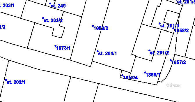 Parcela st. 201/1 v KÚ Češnovice, Katastrální mapa