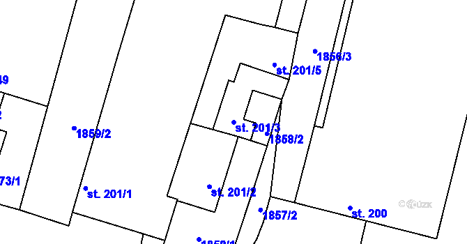 Parcela st. 201/3 v KÚ Češnovice, Katastrální mapa