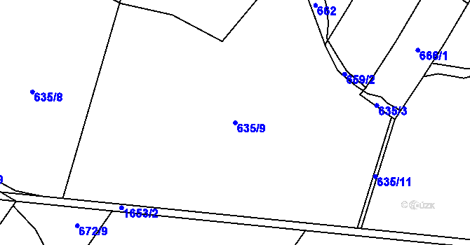 Parcela st. 635/9 v KÚ Češnovice, Katastrální mapa
