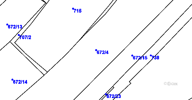 Parcela st. 672/4 v KÚ Češnovice, Katastrální mapa