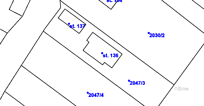 Parcela st. 136 v KÚ Pašice, Katastrální mapa
