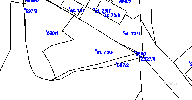 Parcela st. 73/3 v KÚ Pašice, Katastrální mapa