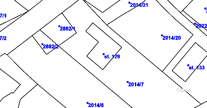 Parcela st. 129 v KÚ Pašice, Katastrální mapa