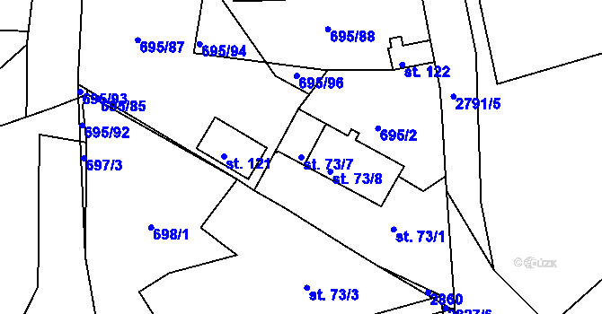 Parcela st. 73/7 v KÚ Pašice, Katastrální mapa