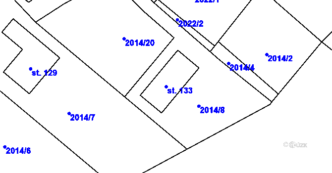 Parcela st. 133 v KÚ Pašice, Katastrální mapa