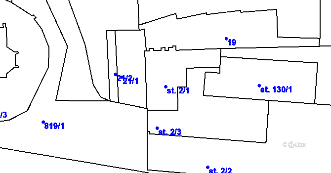 Parcela st. 2/1 v KÚ Pištín, Katastrální mapa