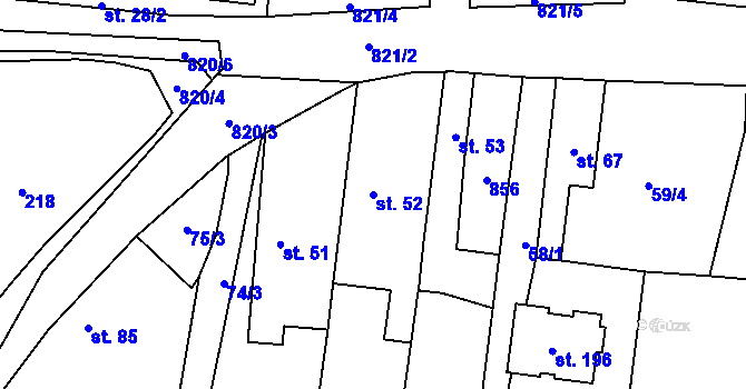 Parcela st. 52 v KÚ Pištín, Katastrální mapa