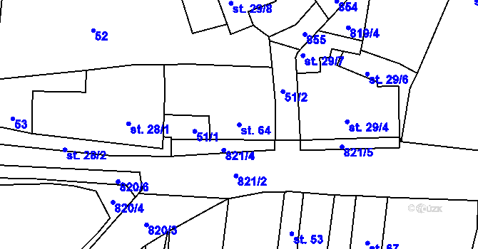 Parcela st. 64 v KÚ Pištín, Katastrální mapa